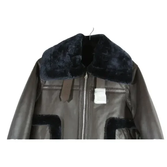 NEW, WALTER BAKER Lianna Faux Fur-Trimmed Leather Jacket - Chocolate L #C3808 - Picture 5 of 9